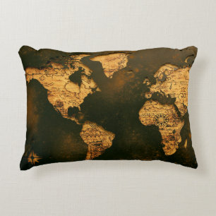Vintage World Map Antique Cartography Art Decorative Cushion
