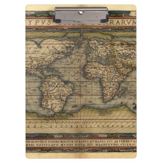 Vintage World Map Atlas Historical Clipboard (Front)