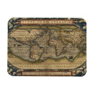 Vintage World Map Atlas Historical Design Magnet