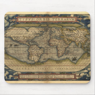 Vintage World Map Atlas Historical Design Mouse Pad