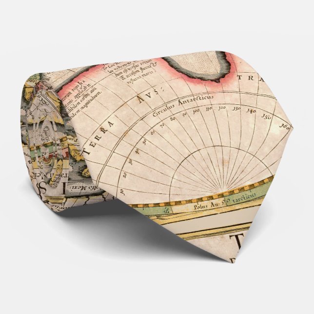 Vintage World Map Brown Beige Tie (Rolled)
