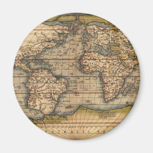 Vintage World Map by Abraham Ortelius 1564 Magnet