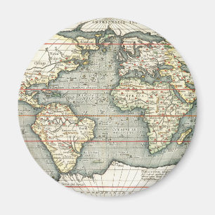 Vintage World Map by Abraham Ortelius 1587–1595 Magnet