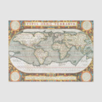 Vintage World Map by Abraham Ortelius 1587–1595
