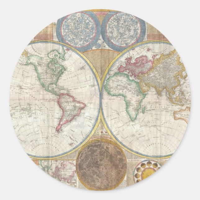 Vintage World Map Classic Round Sticker (Front)