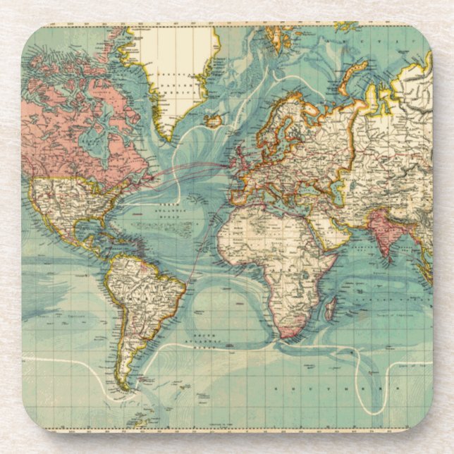 Vintage World Map Coaster (Front)