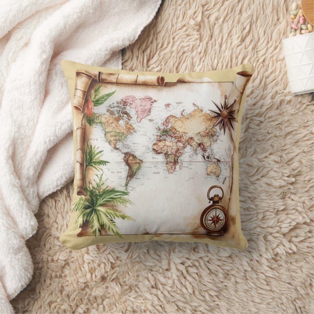 Vintage World Map Cushion (Blanket)