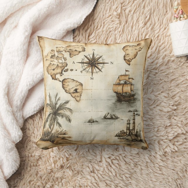 Vintage World Map Cushion (Blanket)