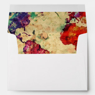 Vintage world map envelope