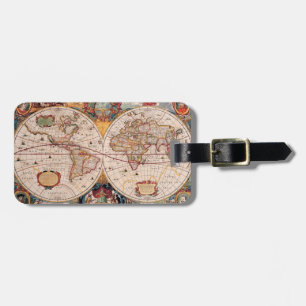 Vintage World Map From 1600 Luggage Tag