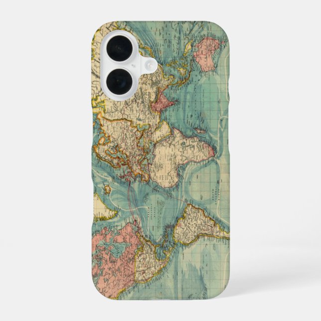 Vintage World Map iPhone 16 Case (Back)