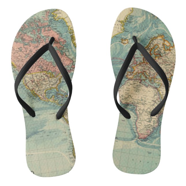 Vintage World Map Jandals (Footbed)