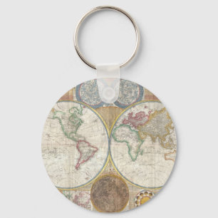 Vintage WORLD MAP Key Ring
