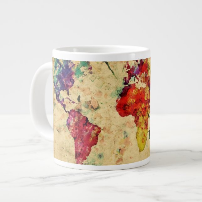 Vintage world map large coffee mug (Front Left)