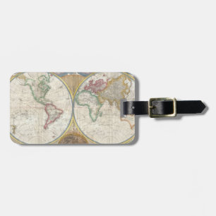Vintage WORLD MAP Luggage Tag