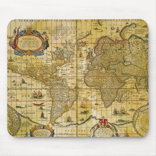 Vintage World Map Mouse Pad (Front)