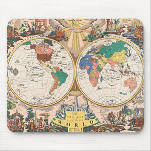 Vintage World Map Mouse Pad – Retro Adventure Desk