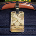 Vintage World Map | Name & Contact Info Luggage Tag<br><div class="desc">Locate your luggage or belongings easily with a personalised tag featuring a vintage old world map design with your first and/or last name or monogram on the front and whatever contact information you wish to include on the back... it isn't necessary to include all items as shown; type in only...</div>