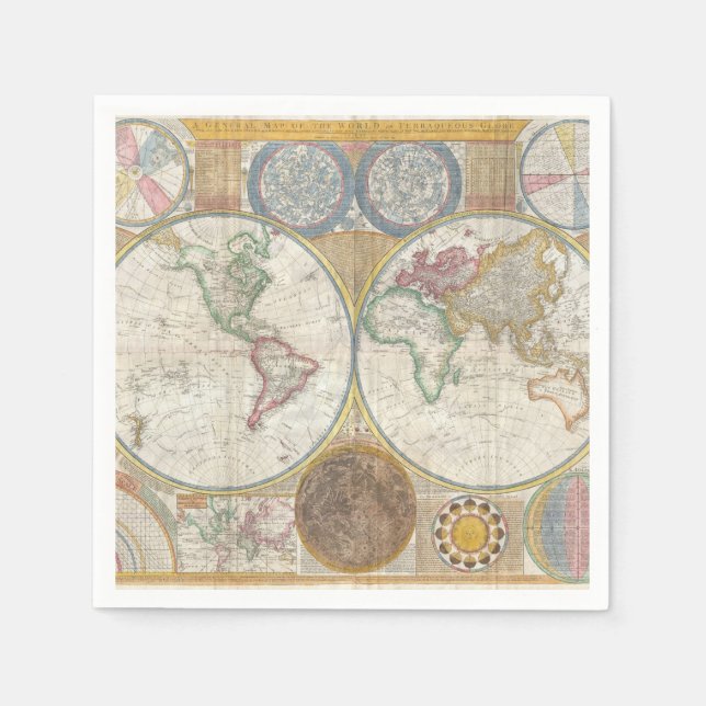 Vintage World Map Napkin (Front)