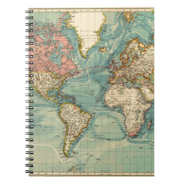 Vintage World Map Notebook (Front)