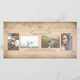 Vintage World Map Old Wedding Thank You