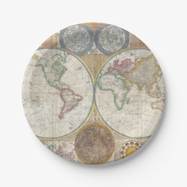 Vintage WORLD MAP Paper Plate (Front)