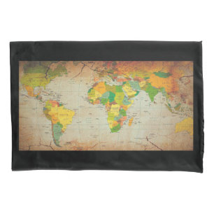 Vintage World Map  Pillowcase