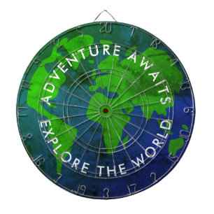 Vintage world map planet earth globe custom dartboard