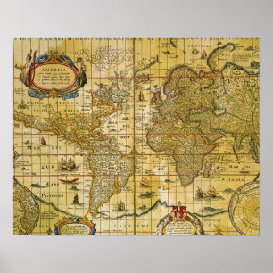 Vintage World Map Poster