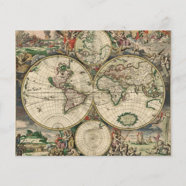 Vintage World Map Scrapbook Paper (Front)