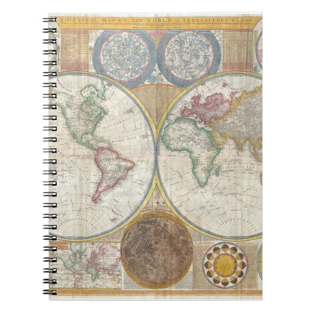 Vintage WORLD MAP Spiral Notebook (Front)