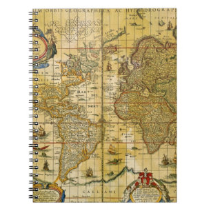 Vintage World Map Spiral Notebook