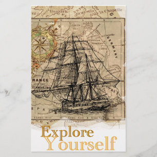 Vintage World Map Stationery