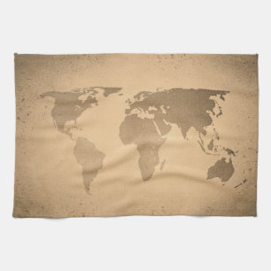 Vintage world map tea towel