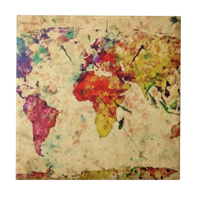 Vintage world map tile (Front)