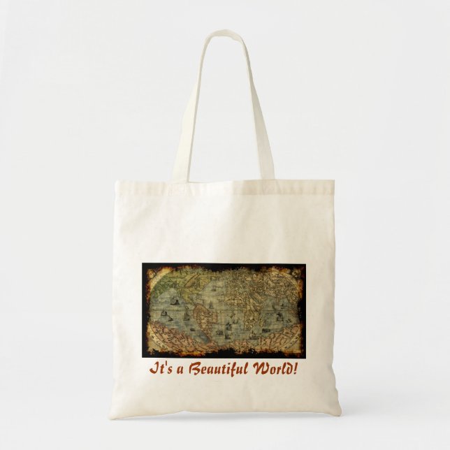 Vintage World Map Tote Bag (Front)