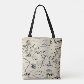 Vintage World Map Tote Bag – Travel-Inspired Canva