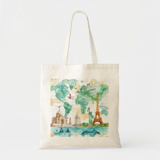 Vintage World Map Travel Adventure Design Tote Bag