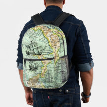 Vintage World Map Treasure Sail The Seven Seas