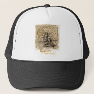Vintage World Map Trucker Hat