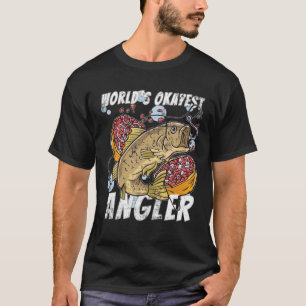 Vintage World S Okayest Angler Funny Sarcastic Ret T-Shirt
