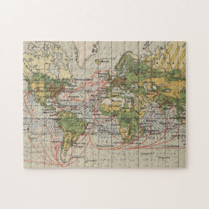 Vintage World Sailing Routes Map (1914) Jigsaw Puzzle