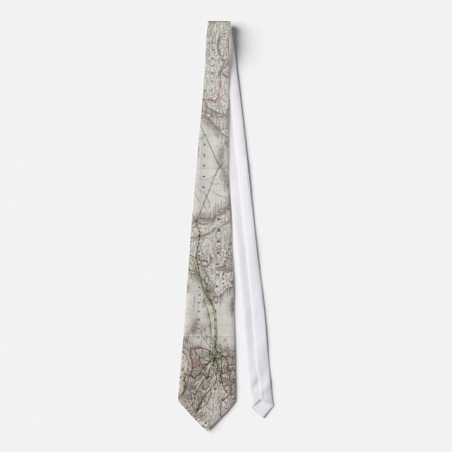 Vintage World Telegraph Lines Map (1855) Tie (Front)