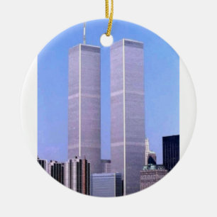 Vintage World Trade Centre Twin Towers NYC Poster Ceramic Tree Decoration