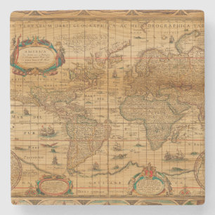 Vintage World Trading Map Stone Coaster