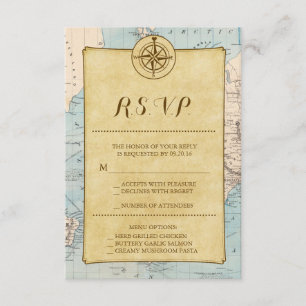 Vintage World Travel Map Wedding RSVP
