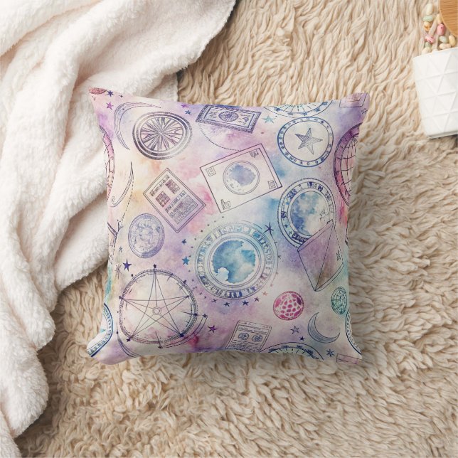 Vintage World Travel Stamp Pattern (4) Cushion (Blanket)