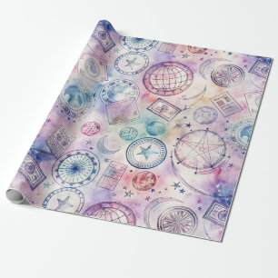 Vintage World Travel Stamp Pattern (4) Wrapping Paper