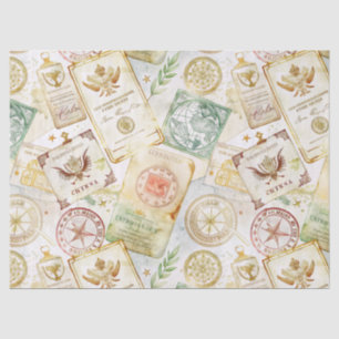 Vintage World Travel Stamp Pattern (7) Tissue Paper