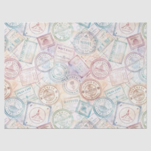 Vintage World Travel Stamp Pattern (8) Tissue Paper